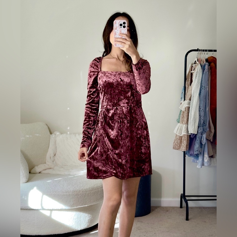 m | new with tags francesca's burgundy velvet dress